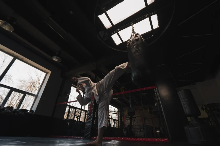 a girl in a kimono exercises with a punching bag i 2023 12 27 20 21 47 utc (Web H)